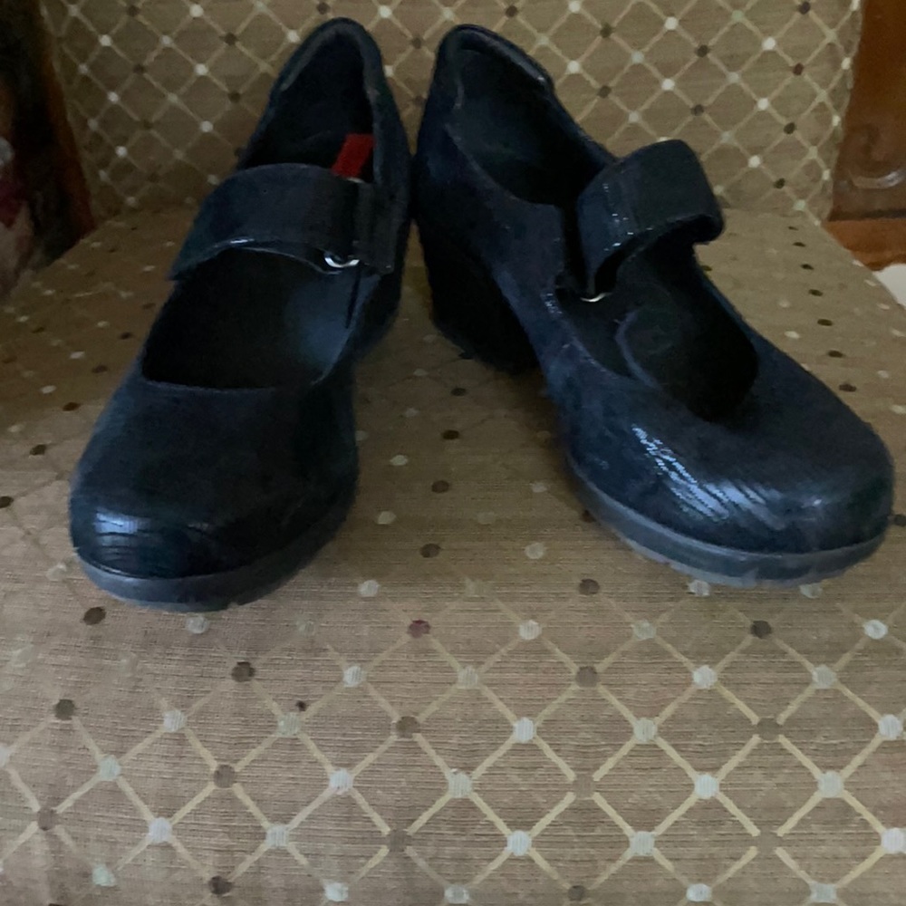 Black Sanita wedge Mary Jane shoes.